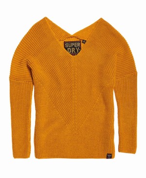 Superdry Cora Ribbed Vee Női Kötöttáru Narancssárga | OSGHN3769